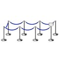 Montour Line Stanchion Post & Rope Kit Pol.Steel, 8FlatTop 7Blue Rope 8.5x11H Sign C-Kit-7-PS-FL-1-Tapped-1-8511-H-7-PVR-BL-PS